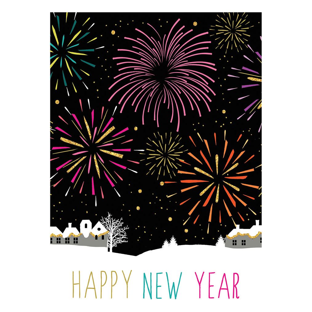 Colorful Fireworks New Year's Card Sara Miller